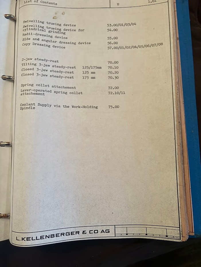 Original Kellenberger Instruction Manual 600U Grinder Operator Maintenance c1980