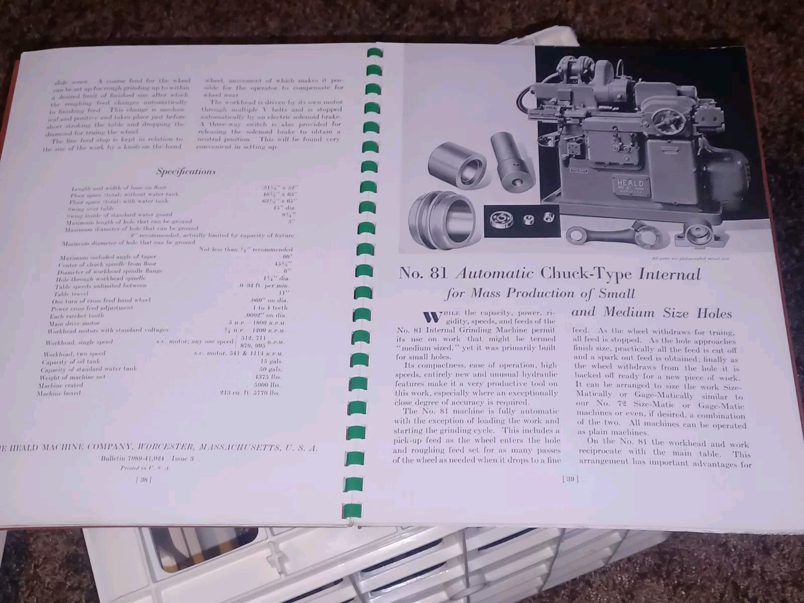 HEALD COMPANY Precision GRINDING BORING Borizing MACHINES CATALOG BOOK Issue 11