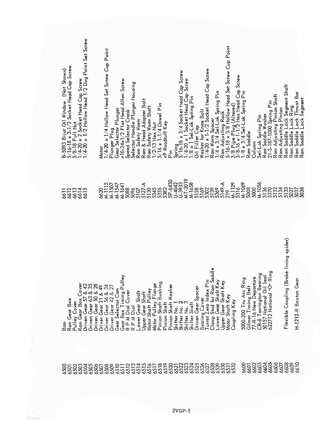 Tree Model 2VG Milling Machine Operation, Instruction, & Parts List Manual #1358