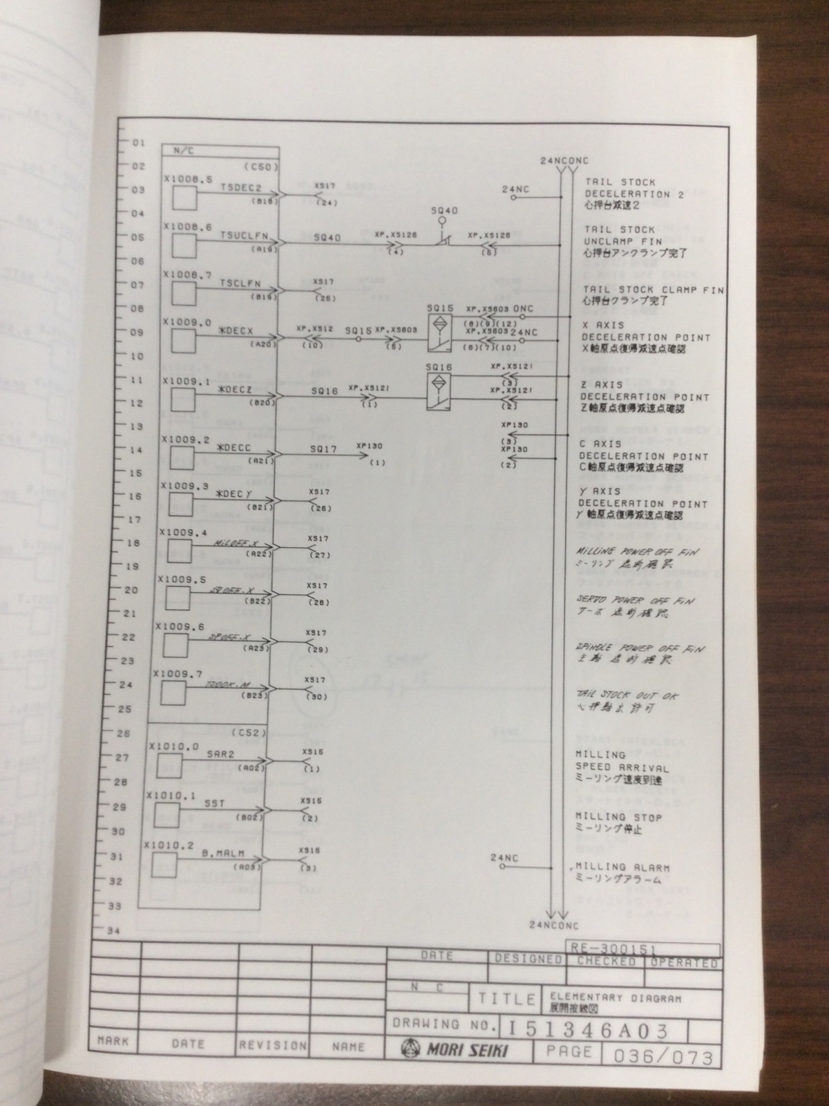 Mori Seiki Electrical Circuit Diagram SL-15/20/25