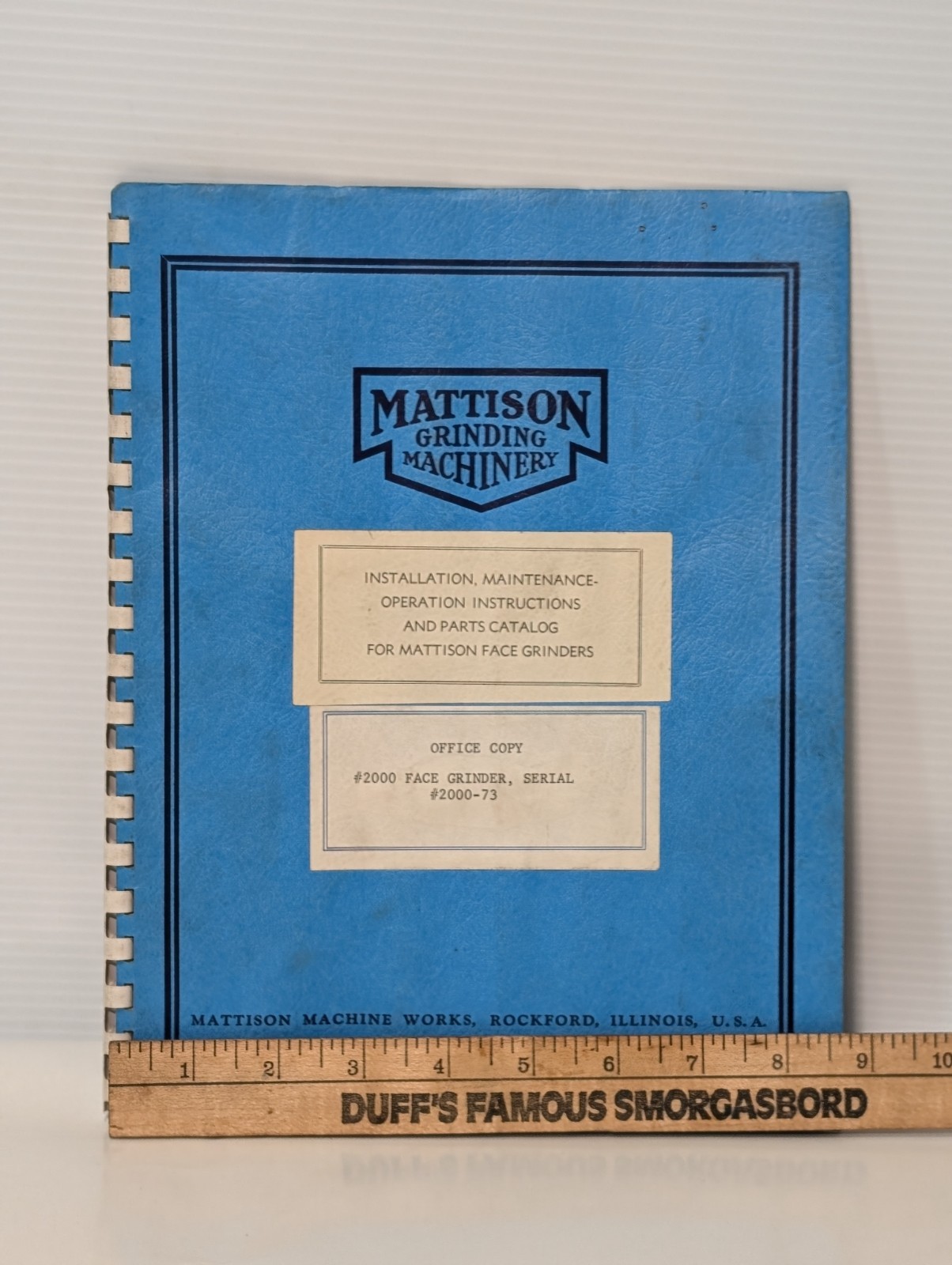 Mattison Grinding Machinery Operations Reference Manual for Face Grinders