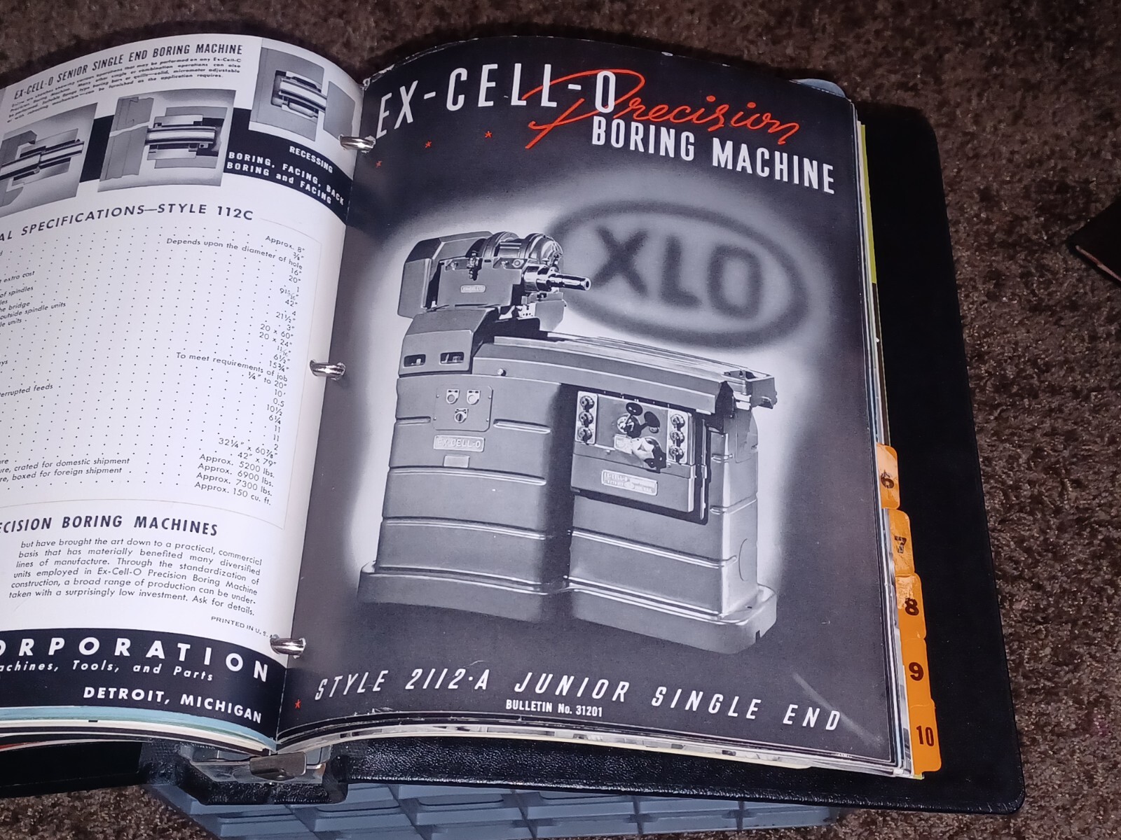 Ex-Cell-O Corporation MACHINE TOOLS Sales Binder Catalog Lot XLO Boring Grinders