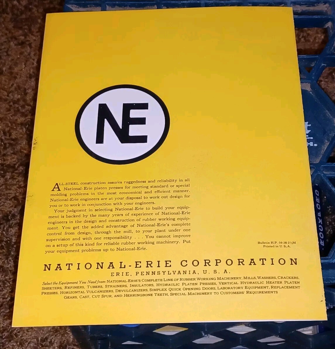 NATIONAL ERIE CORPORATION Hydraulic Presses Rubber Plastics Machine Catalog Book