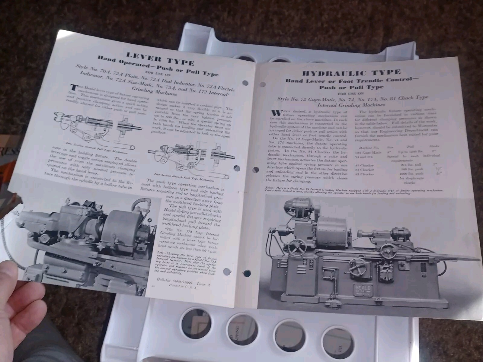 HEALD COMPANY Catalog FIXTURE OPERATING MECHANISMS INTERNAL GRINDING MACHINES