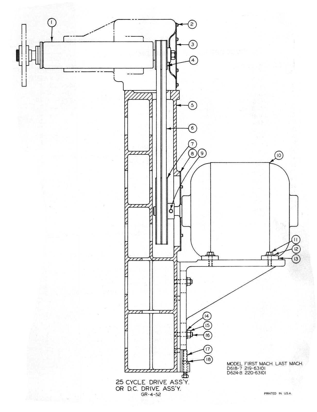 DoALL Surface Grinder Models D618-7 & D624-8 Parts List Manual #1601