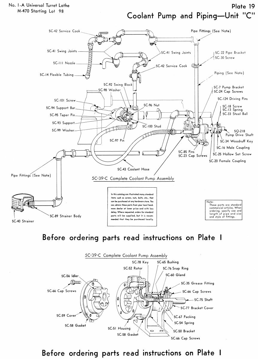 WARNER SWASEY Older 1A Model M-470 Turret Lathe Parts Manual 1350