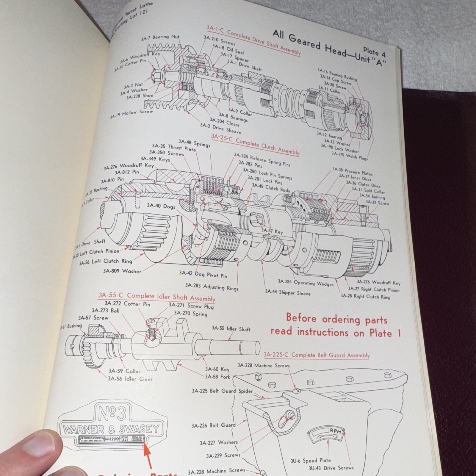 1941 Warner & Swasey No. 3 Universal Ram Type Turret Lathe Service Manual