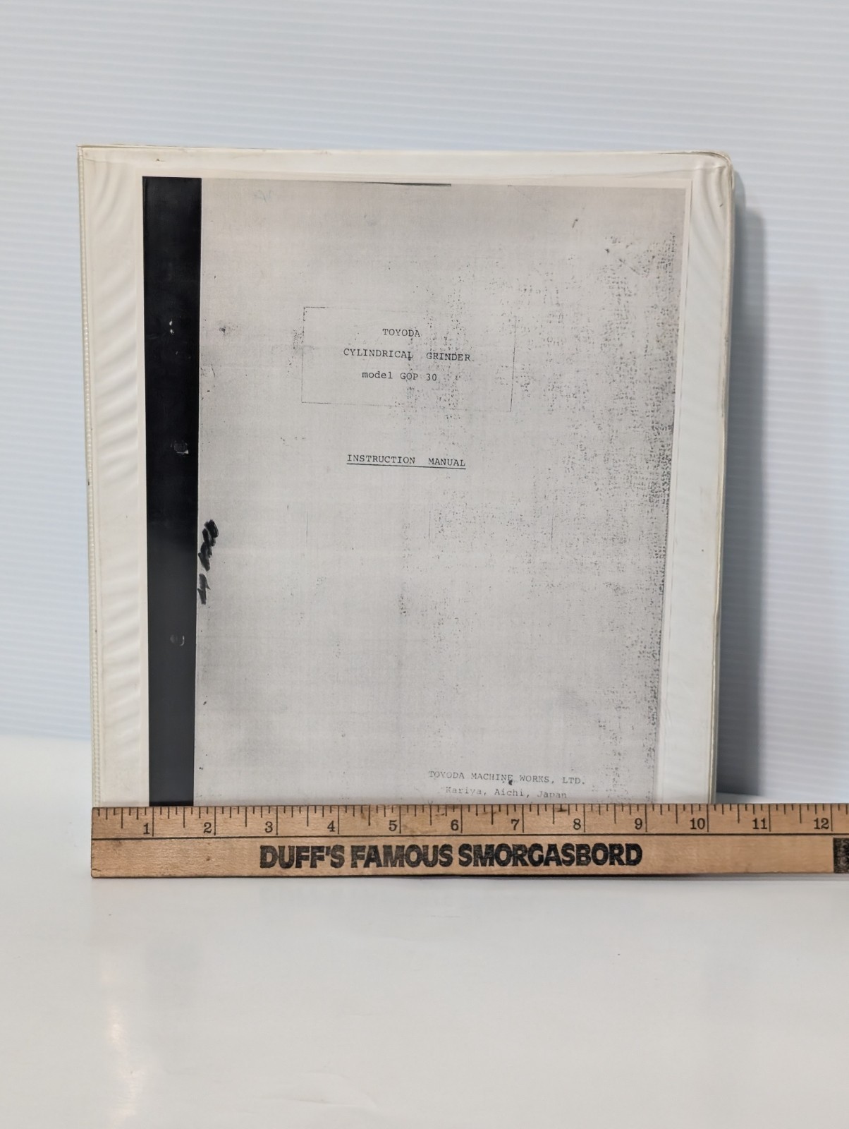 Toyoda Machine Works Cylindrical Grinder Model GOP-30 Instruction Manual