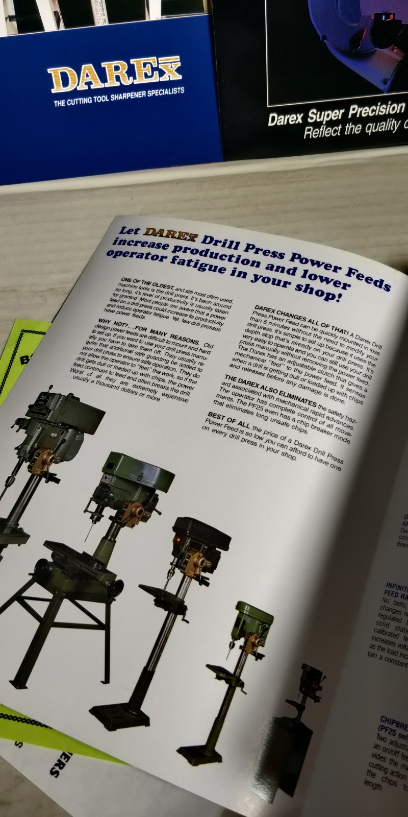 Darex catalogs / brochures E-90 E-85 M5 M4 M3 Sharpeners drill press SP2000 C4