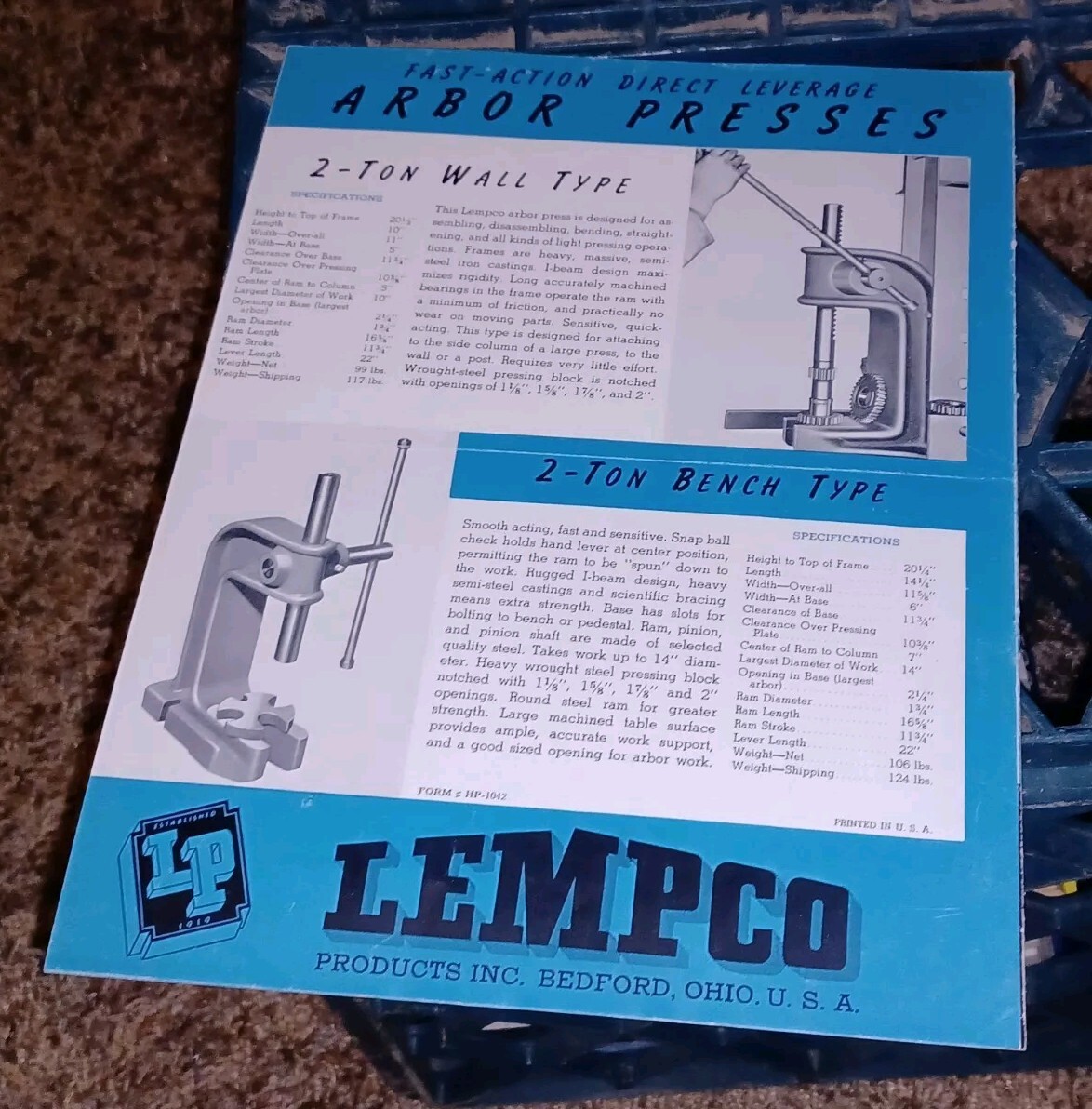 Lempco Pressurematic Series 300 400 400 500 A Electric Hydraulic Presses Catalog