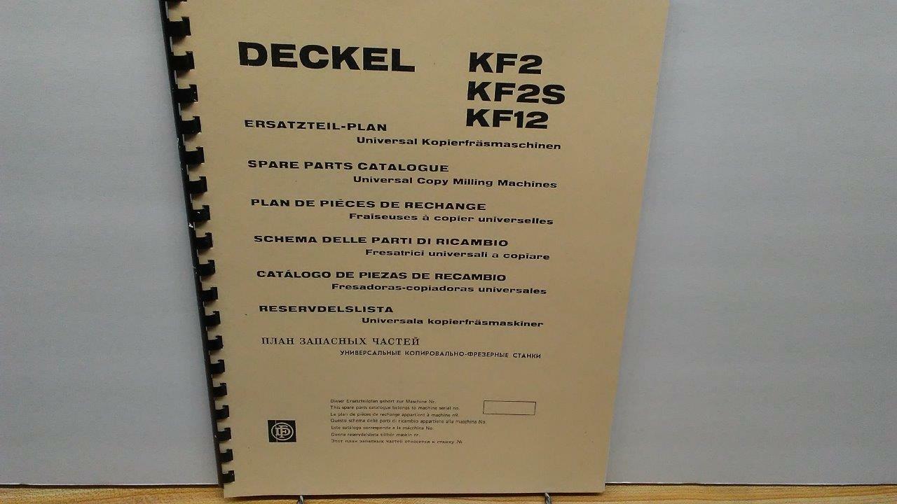 Deckel KF2 – KF2S – KF12 Milling Machine Parts Manual