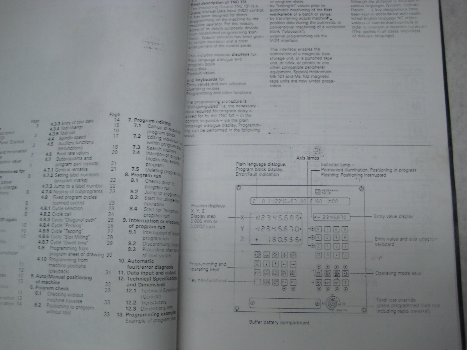 HEIDENHAIN TNC 131 CONTROL POINT TO POINT STRAIGHT CUT OPERATING MANUAL 1980