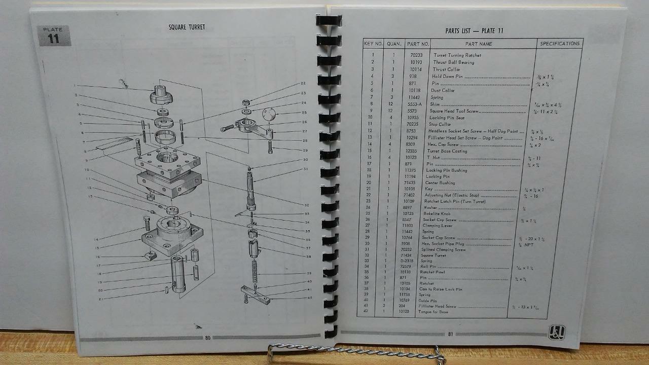 Jones & Lamson #5 Turret Ram Type Lathe Parts & Service Manual
