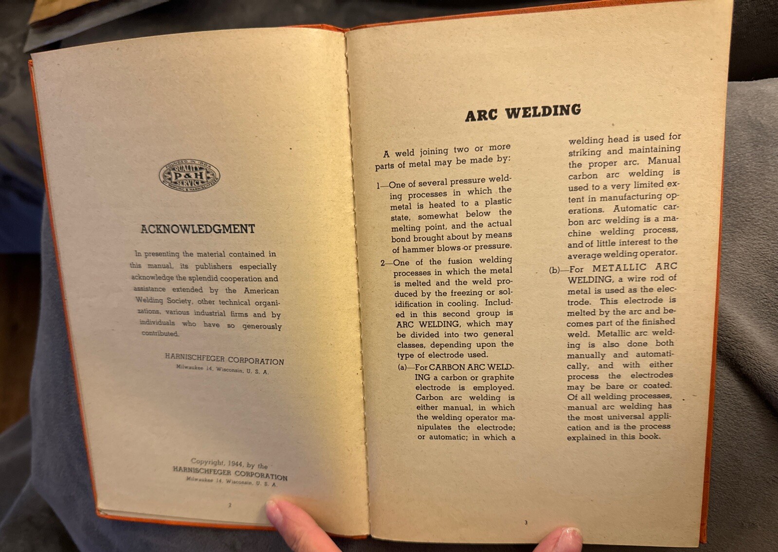 1944 WORKING PRINCIPLES Of ELECTRIC ARC WELDING BOOK HARNISCHFEGER CORP