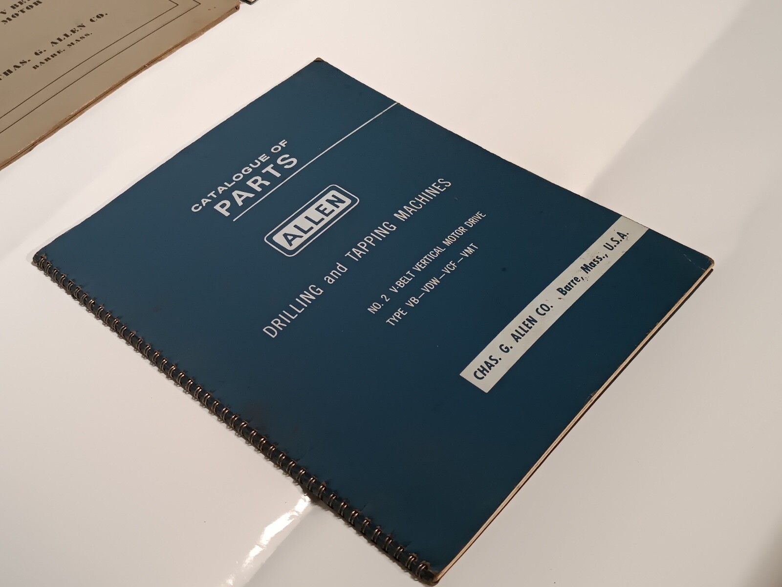 Allen No. 2 V-Belt Vertical Motor Drive, VB-VDW-VCF-VMT Catalogue of Parts