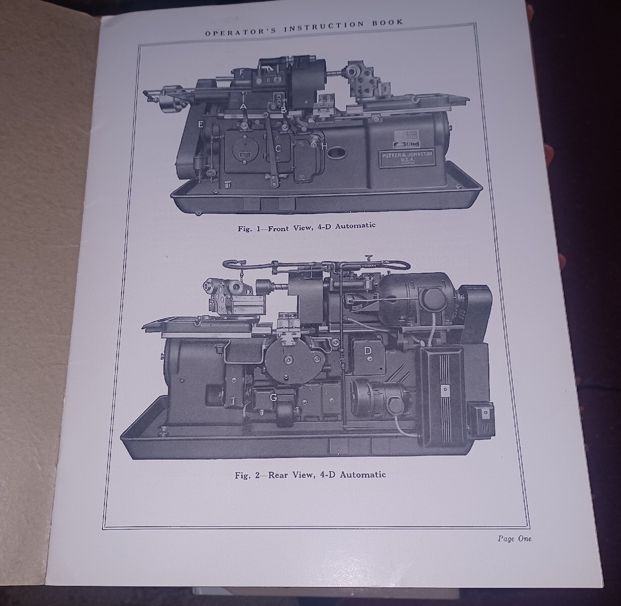 POTTER & JOHNSON PRATT WHITNEY OPERATOR’S INSTRUCTION BOOK NO 4D MODEL 2 No 129