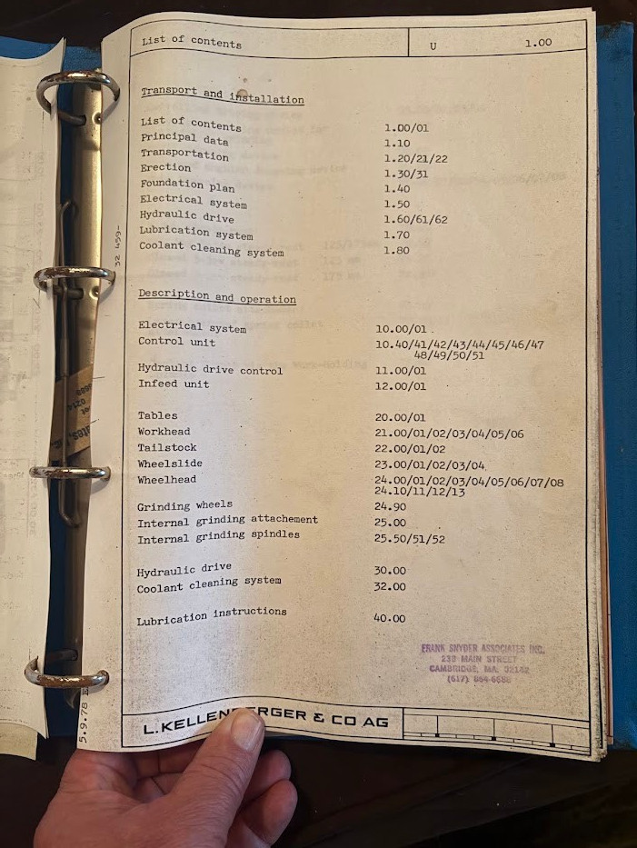 Original Kellenberger Instruction Manual 600U Grinder Operator Maintenance c1980