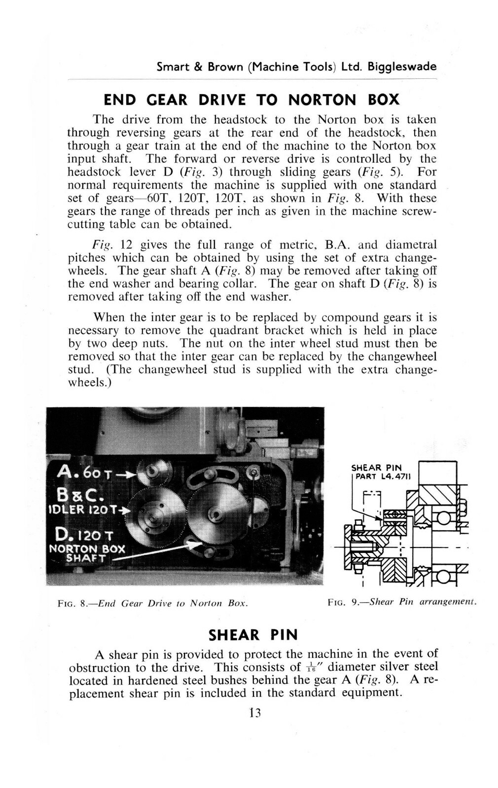 Smart & Brown Model 1024 Lathe Operating & Maintenance Instruction Manual #1357