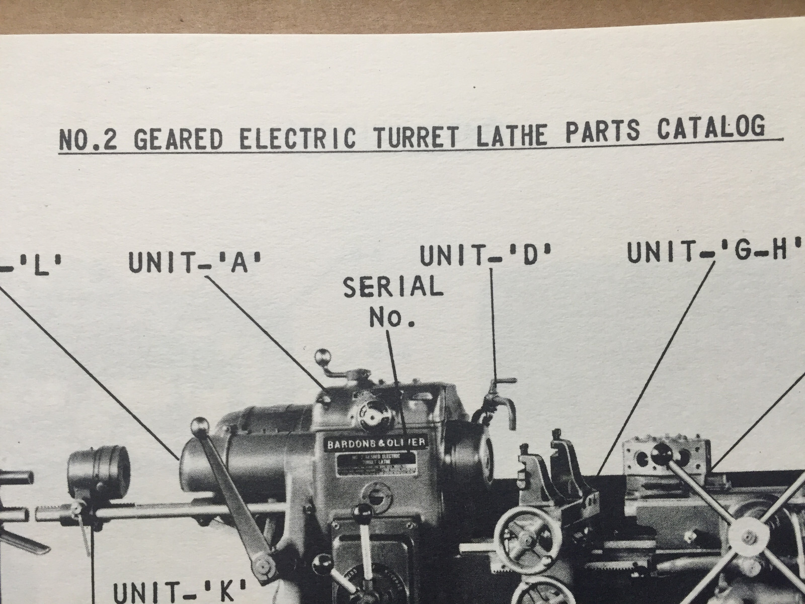 Vtg Bardons & Oliver Parts Catalog No 2 Geared Electric Turret Lathe Manual 1948