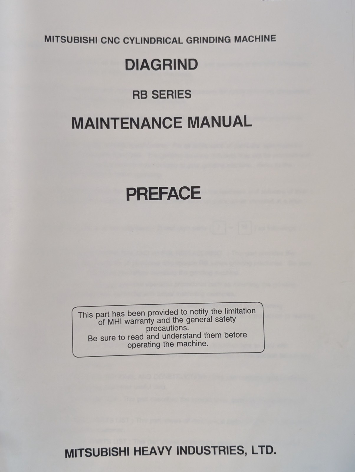 Lot of 3: Mitsubishi/ Fanuc Maintenance Manuals for RB23/32/35, O-GB CNC Grinder