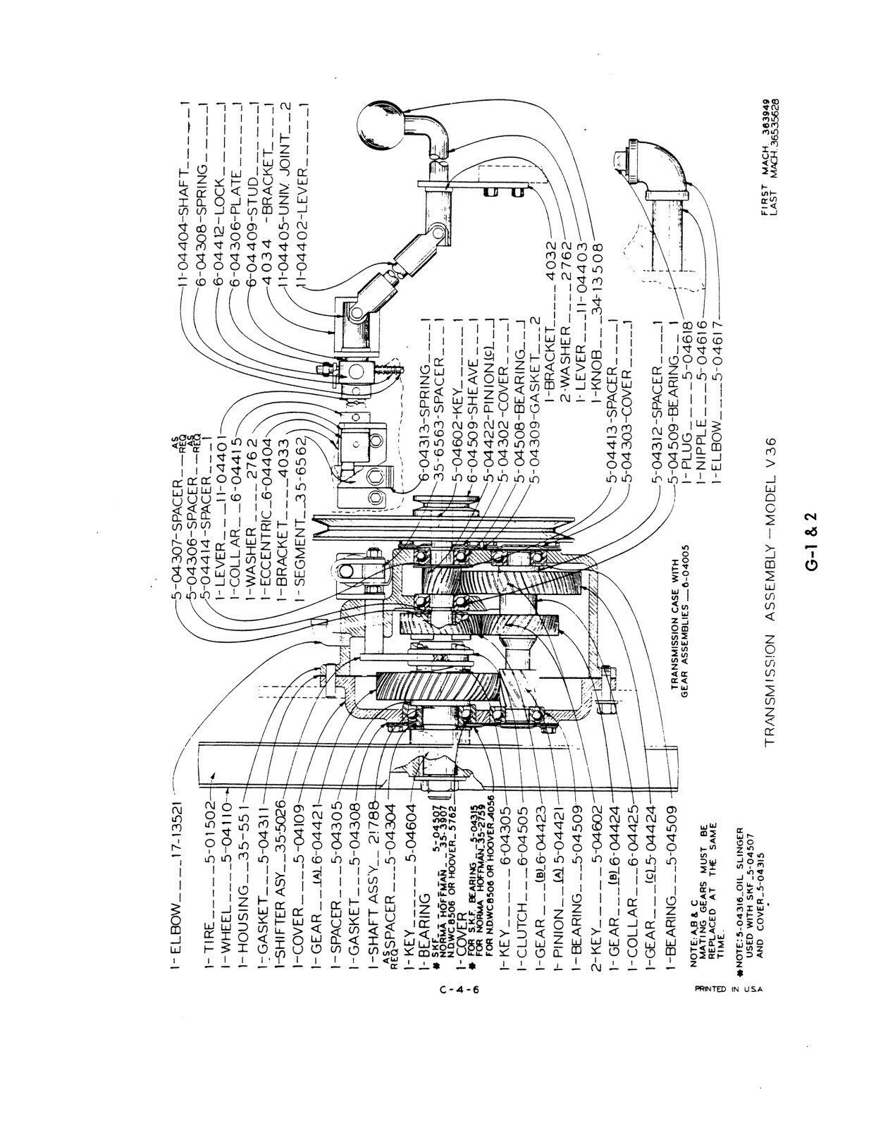 DoALL V36 Band Saw Parts Manual #1604