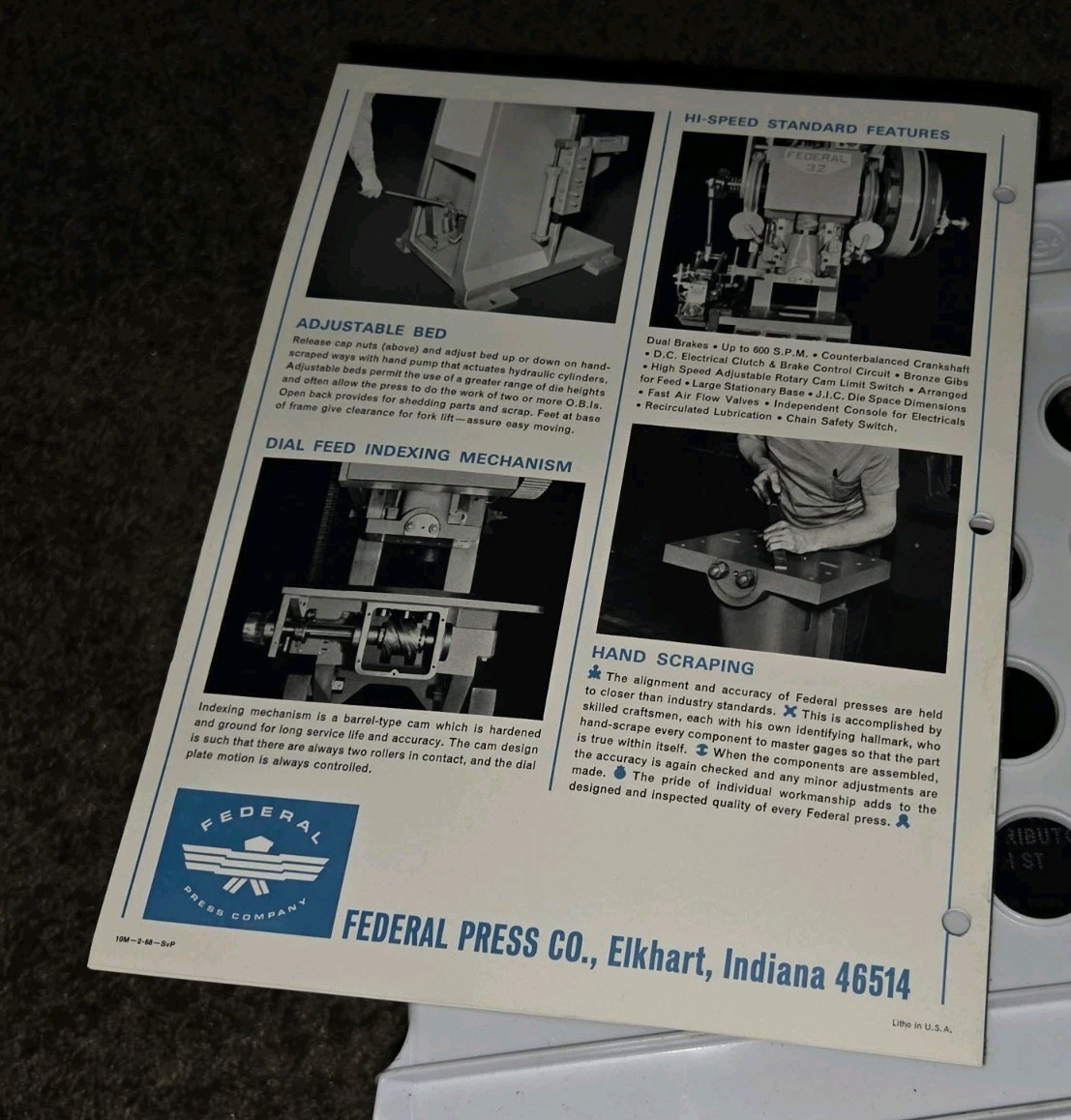 FEDERAL HEAVY DUTY PRESSES 60 32 45 22 CATALOG BROCHURE BOOKLET FLYER Elkhart In