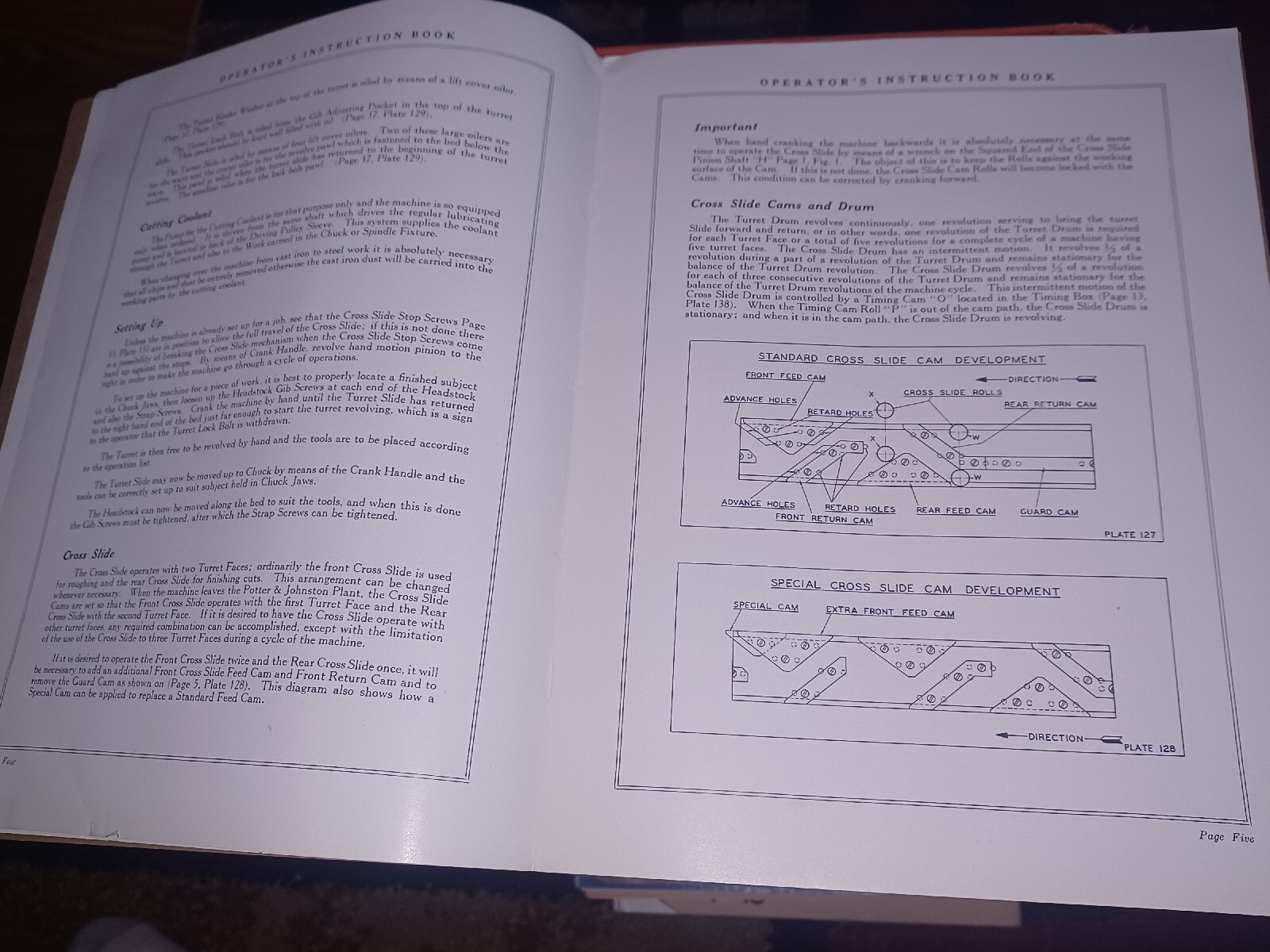 POTTER & JOHNSON PRATT WHITNEY OPERATOR’S INSTRUCTION BOOK NO 4D MODEL 2 No 129