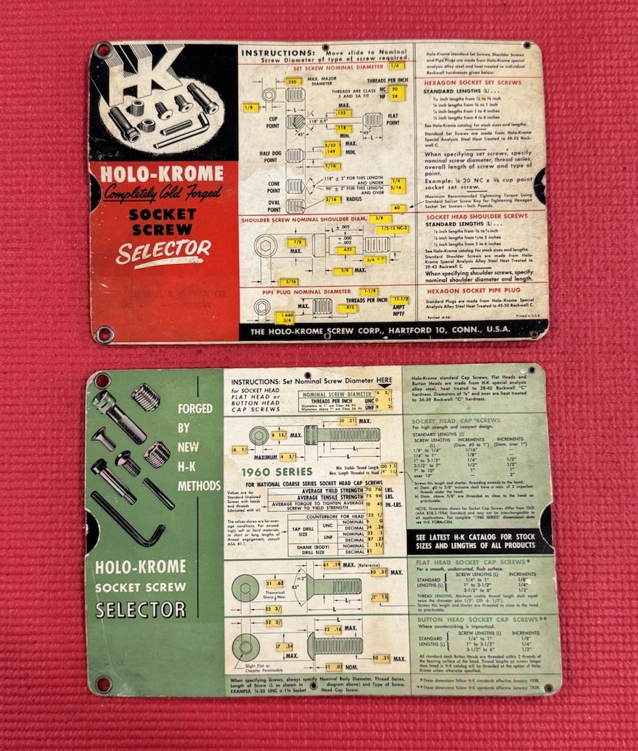Vintage Holo-Krome Socket Screw Selector manual Lot Of 2 Made In USA -Rare