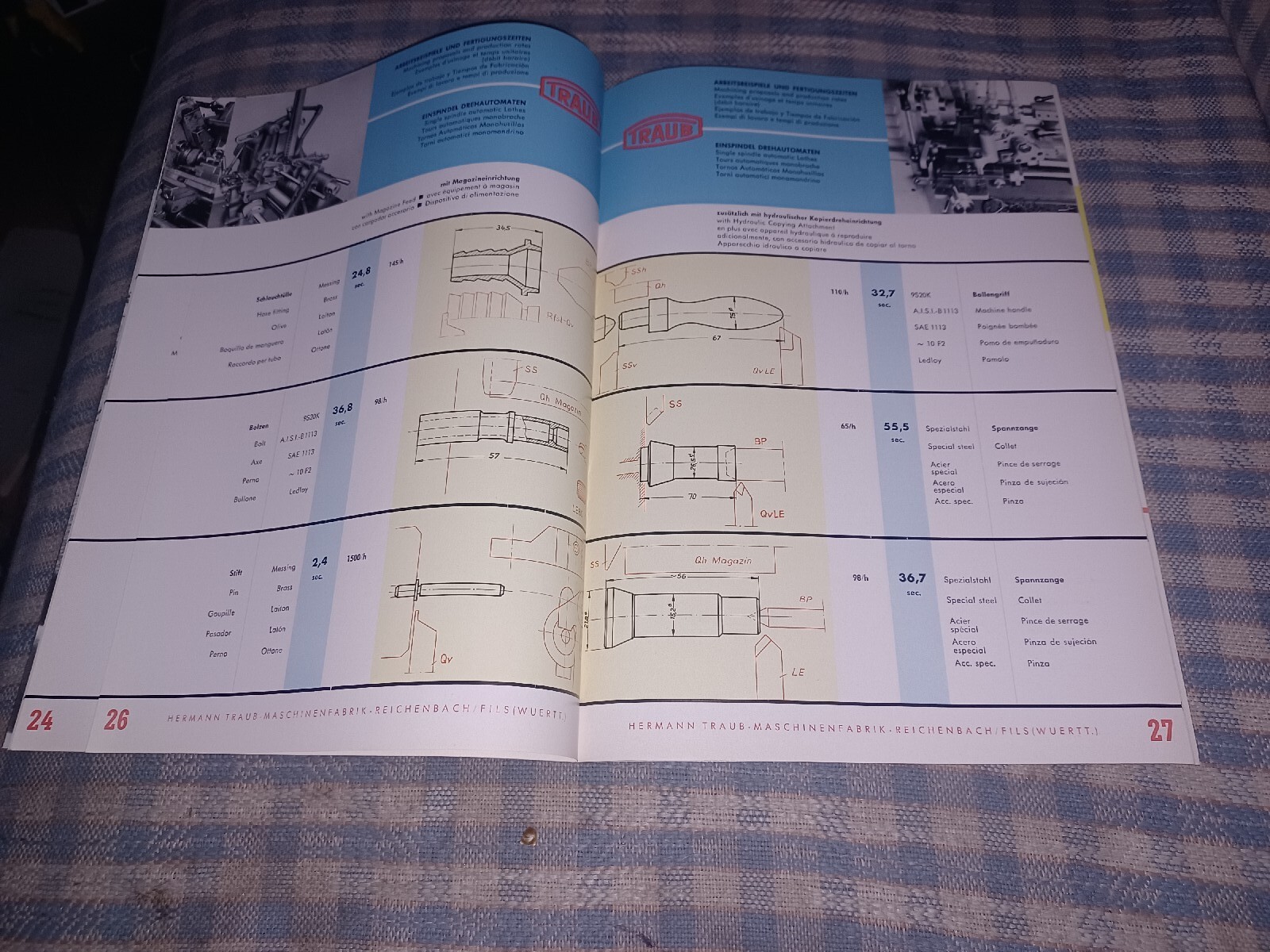 HERMANN TRAUB west Germany TOOLS 1958 Catalog Journal TURNED PARTS machinist VTG