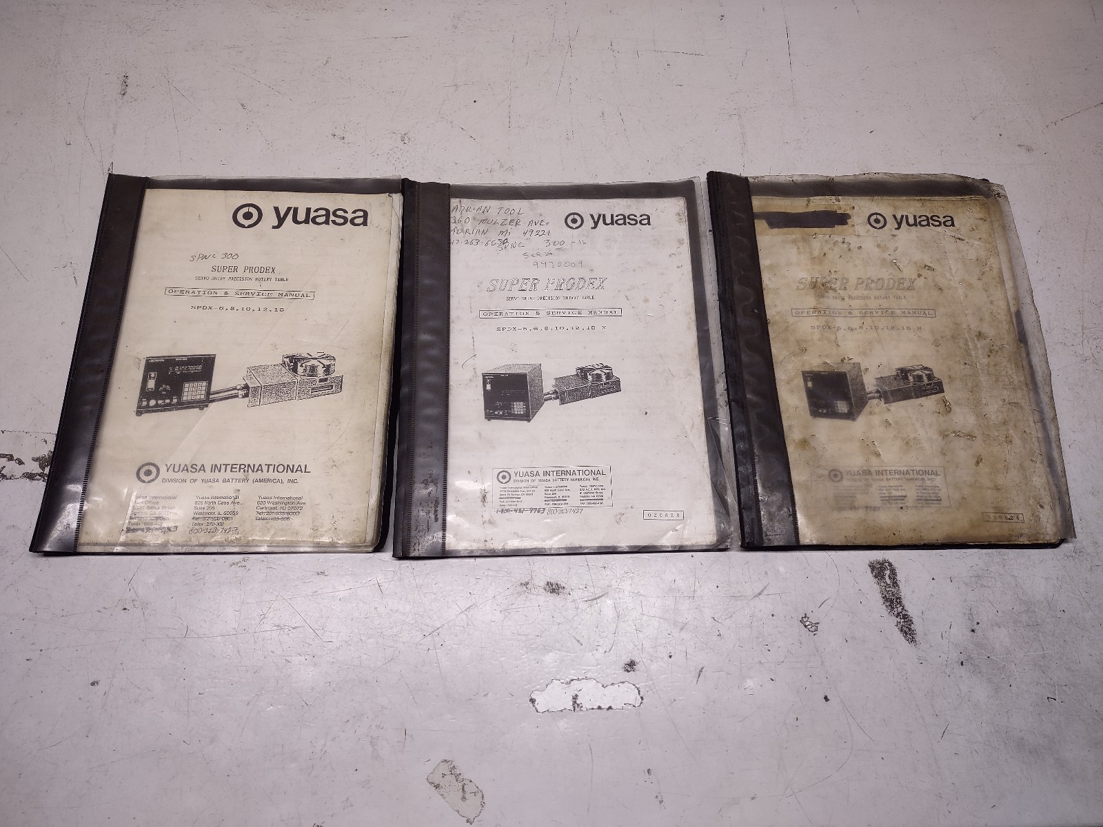 YUASA – SUPER PRODEX OPERATION & SERVICE MANUALS – SPDX – 5, 6, 8, 10, 12, 15