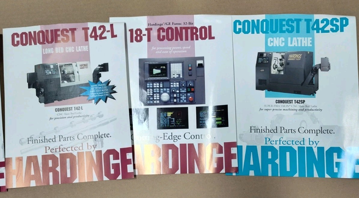 Harding Conquest & CNC Lathes Sales Brochure Lot Advertising Bulletin Vtg