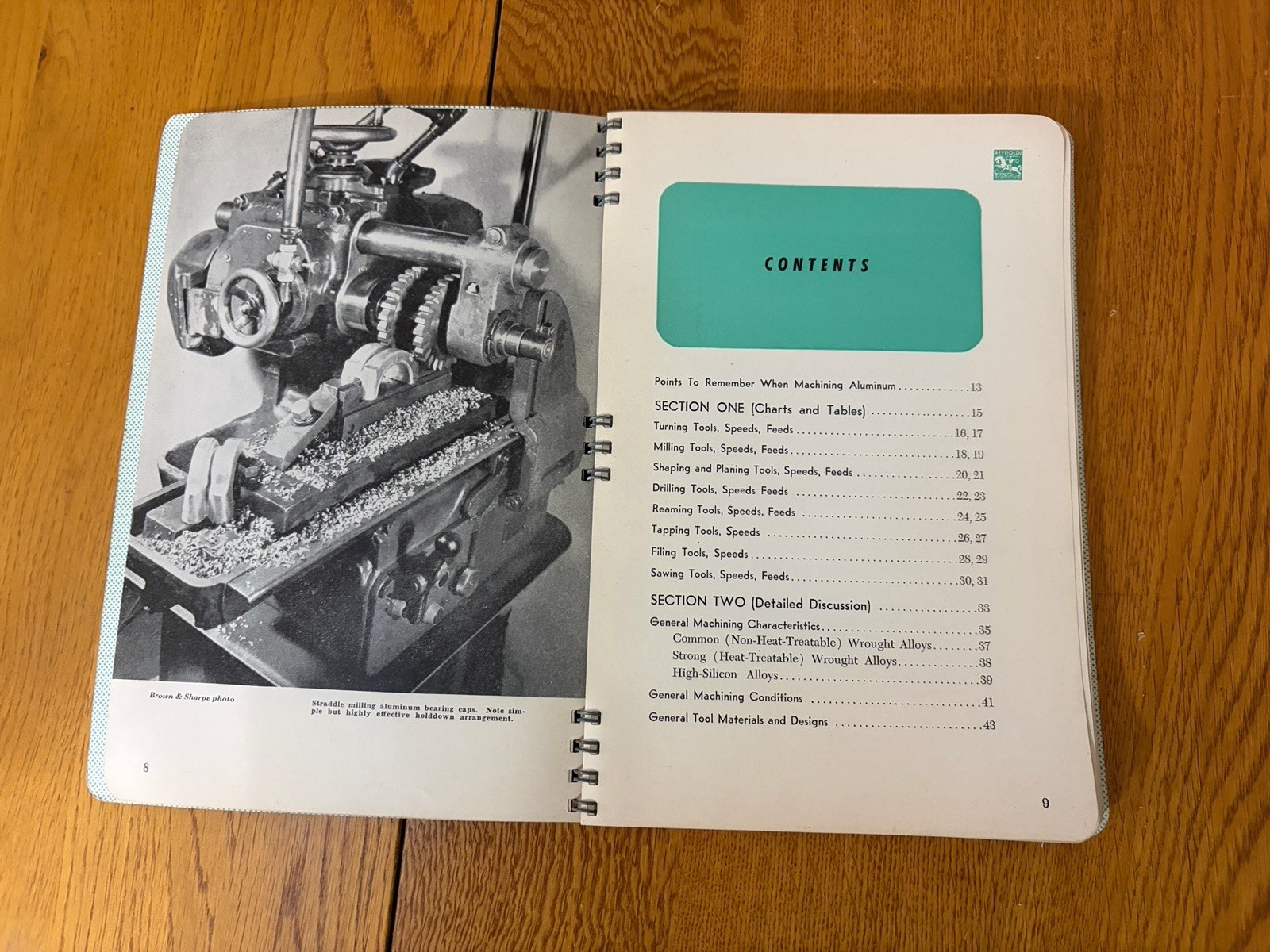 VTG 1946 REYNOLDS ALUMINUM METALS TECHNICAL HANDBOOK MACHINING ALUMINUM ALLOYS