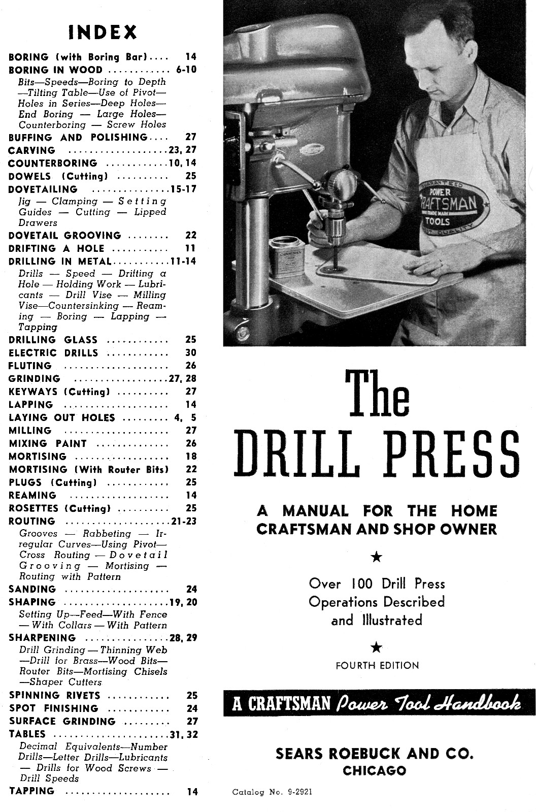 CRAFTSMAN How to Operate a Drill Press Handbook Operator’s Manual 0792