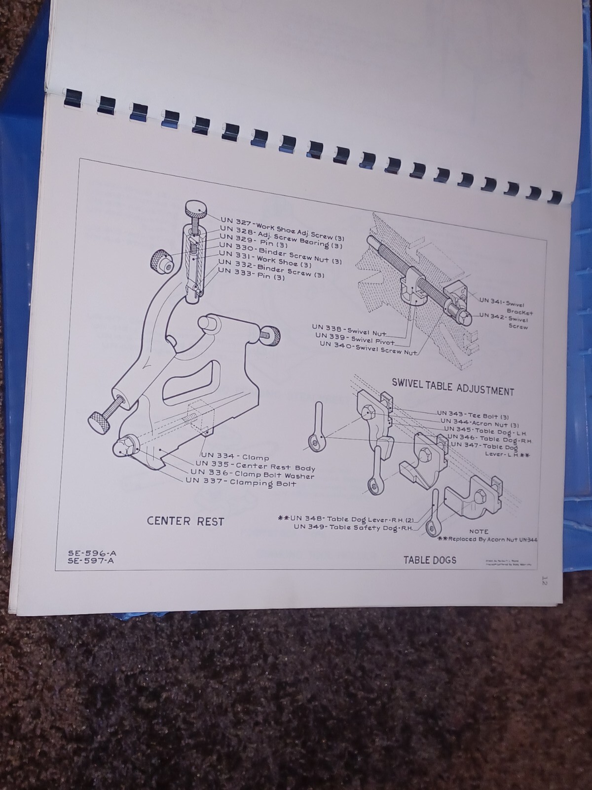 NORTON 12/14/16″ Type C Universal GRINDERS Parts Catalog Manual 1261-a Book