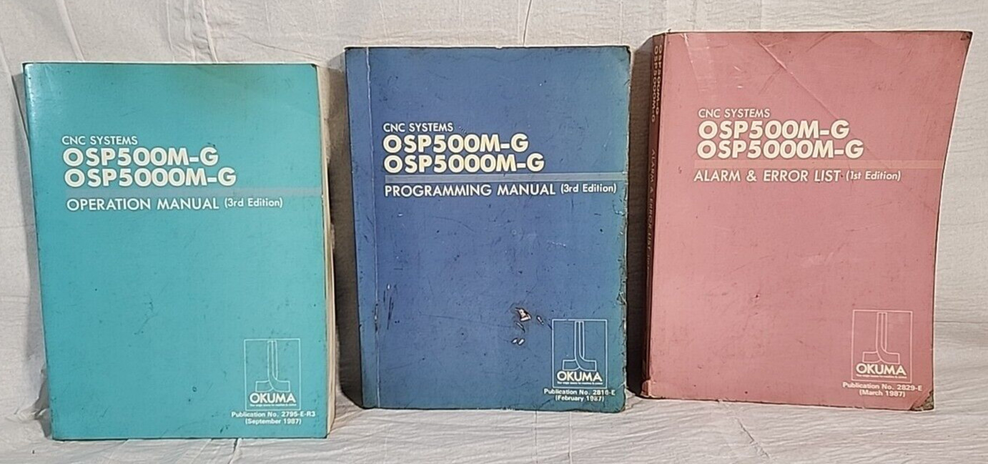 Okuma OSP500M-G OSP5000M-G Operation, Programming, Alarm & Error Manuals/Books