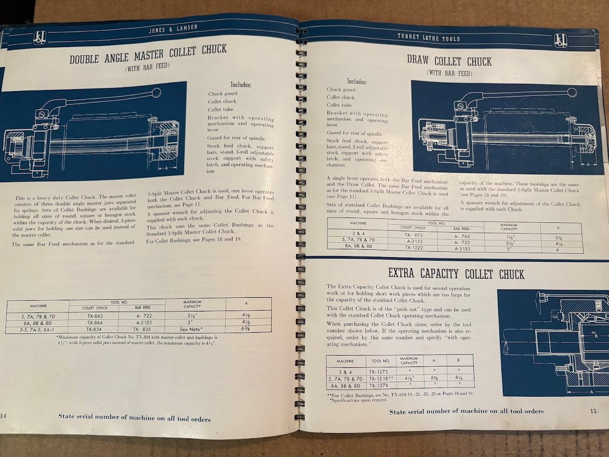 Vth Jones & Lamson Catalog No. 47-454-7M Machine Tools Turret Lathes Spec Manual