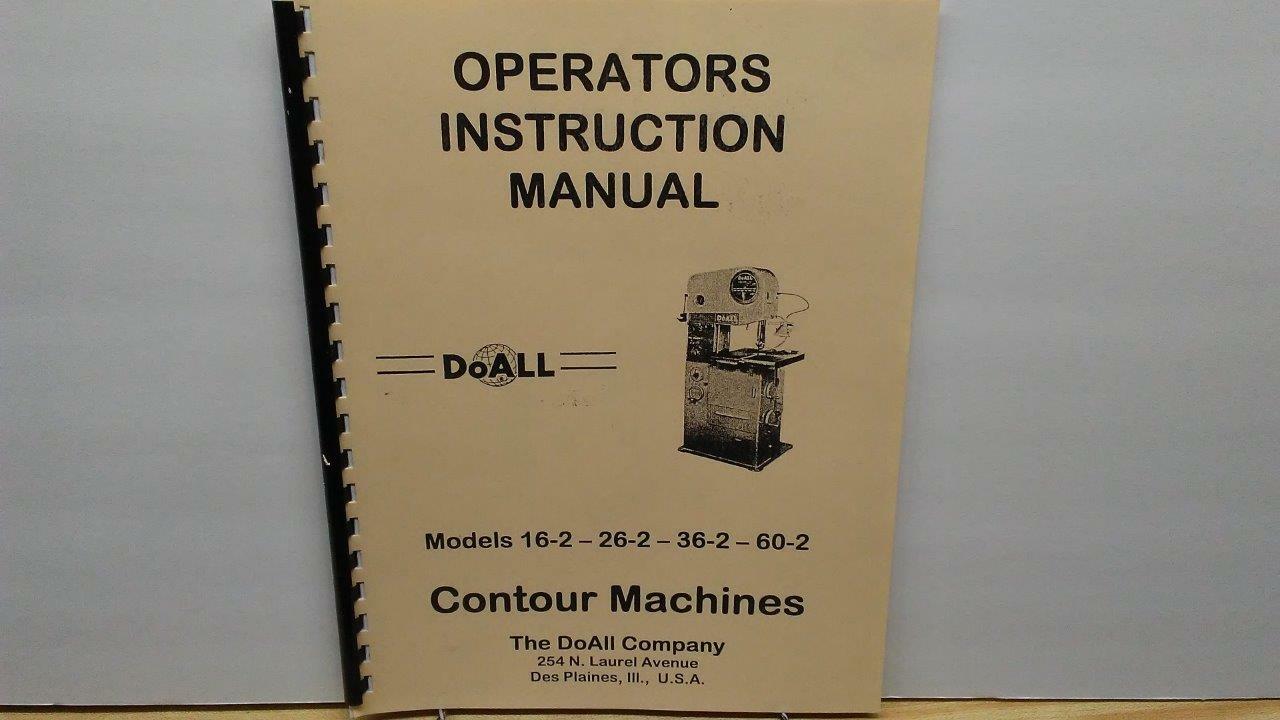 DoAll 16-2, 26-2, 36-2 & 60-2 Contour Operator’s Manual
