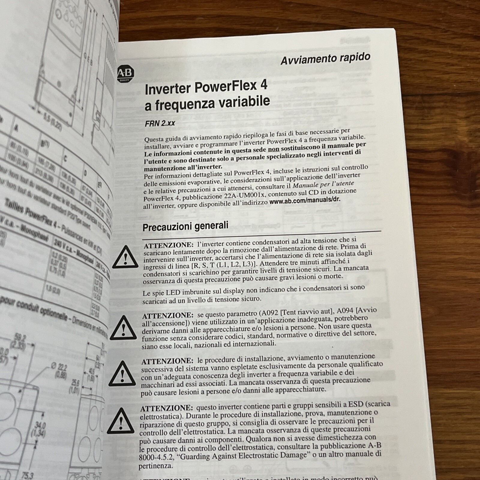 Allen Bradley PowerFlex 4 Quick Start Manual FRN 2.xx 22A-QS001B-MU-P May 2002