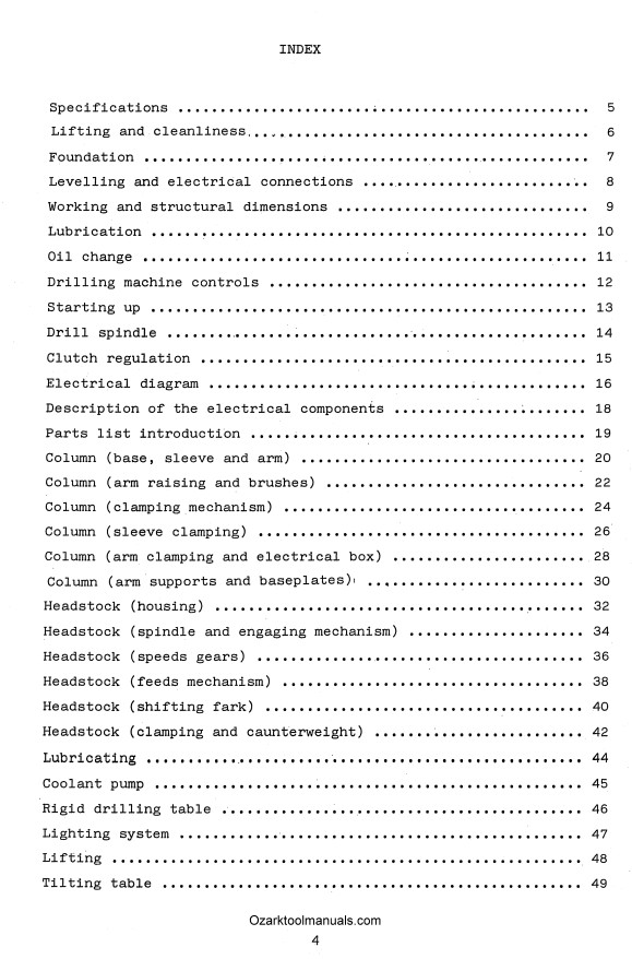 NARDINI FRN-50 12″ x 48″ Radial Drill Press Owner Service Parts Manual 1318