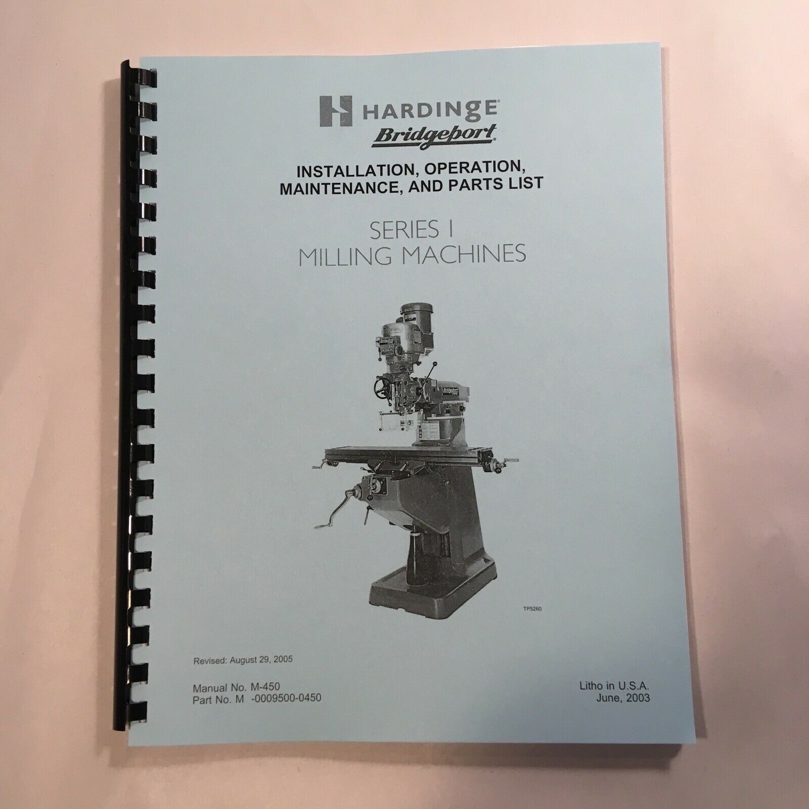 Bridgeport Series 1 Milling Machine Operation Manual & Parts List #M-450
