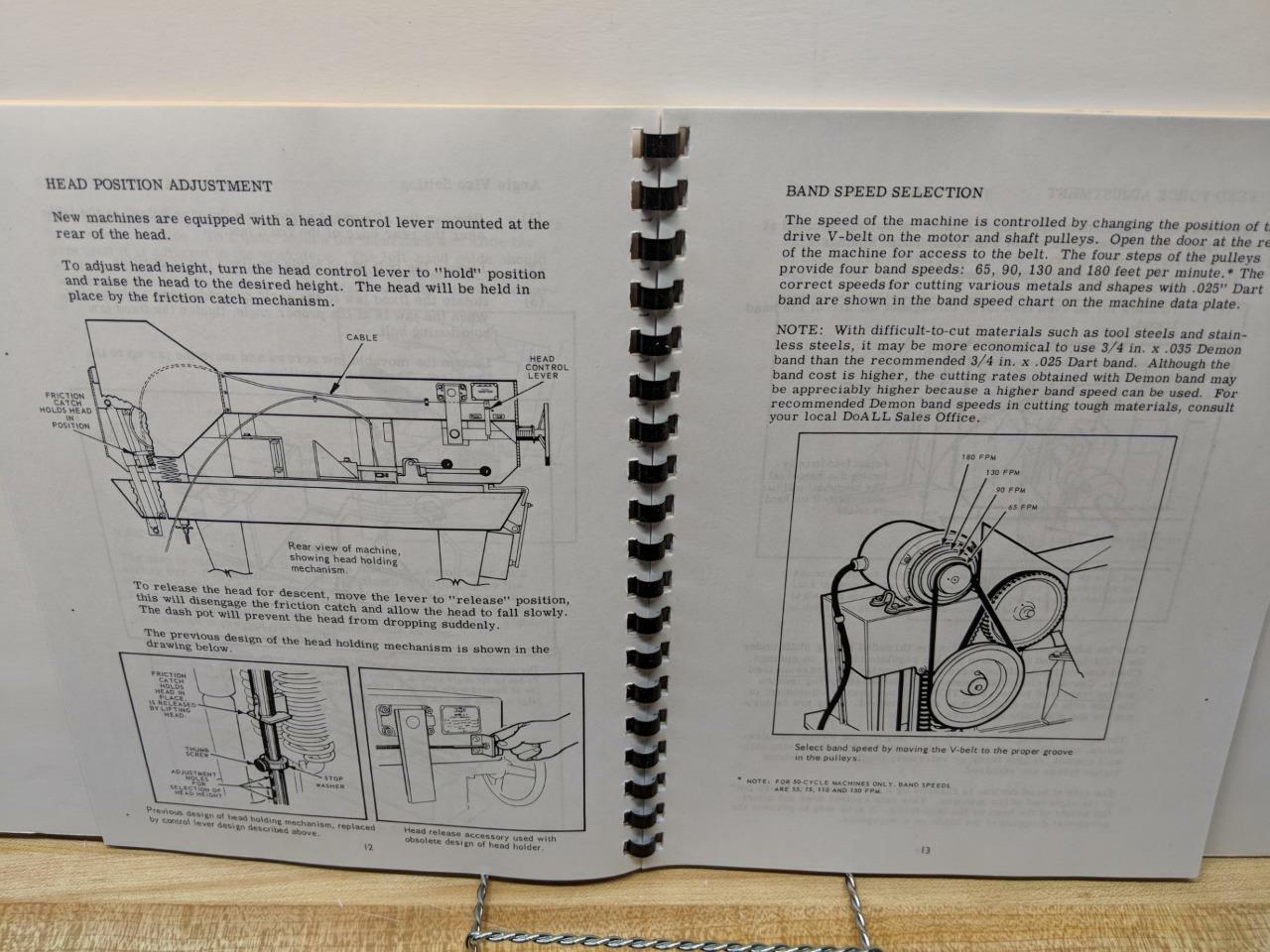 DoAll C-4 Band Saw Instruction & Parts Manual