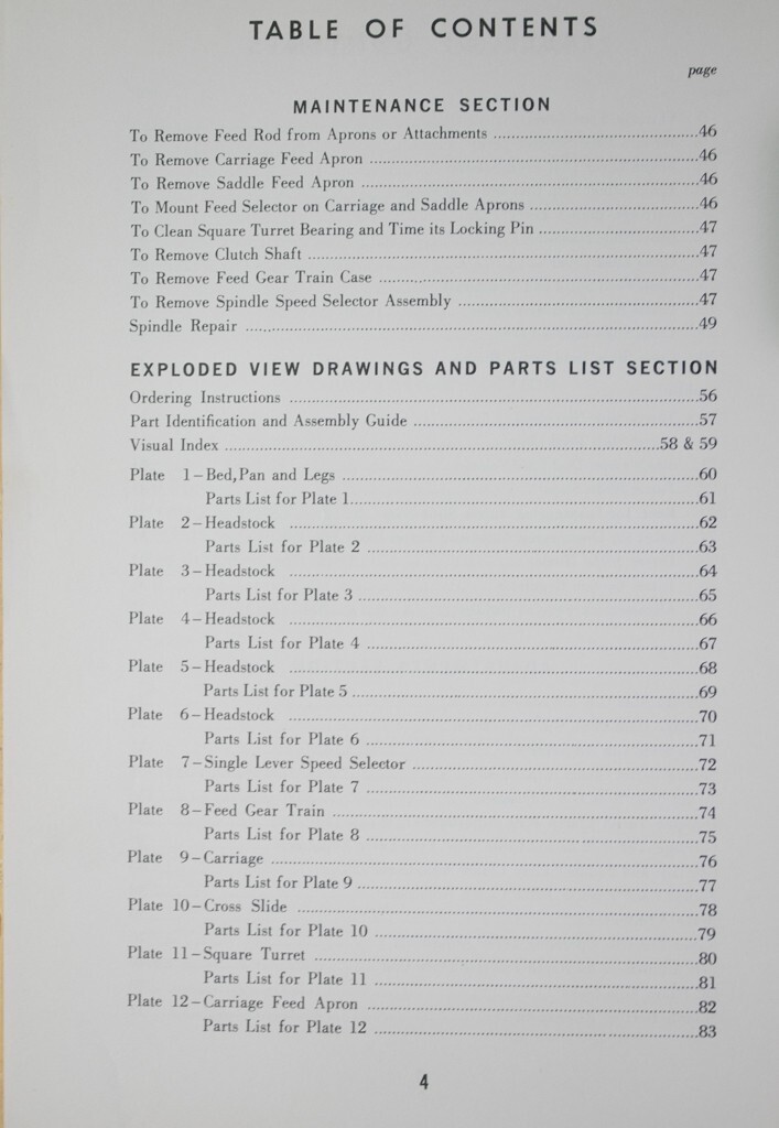 Jones & Lamson 5, Ram Type Turret Lathe, Instructions, Parts Manual 1958