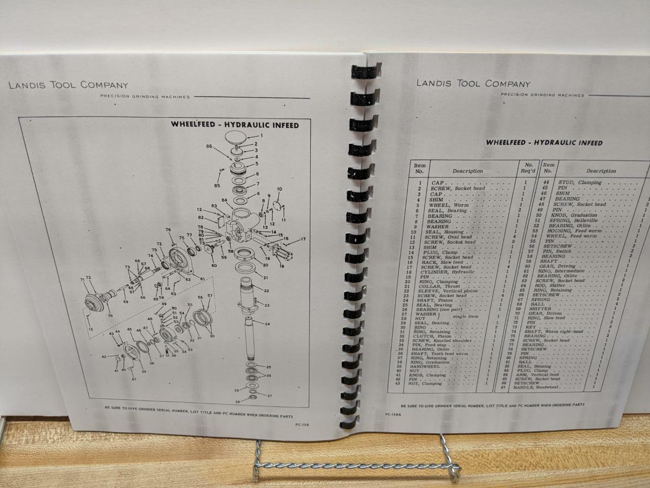 Landis 2R 10″ & 24″ Grinder Operator’s Handbook and Parts Catalog