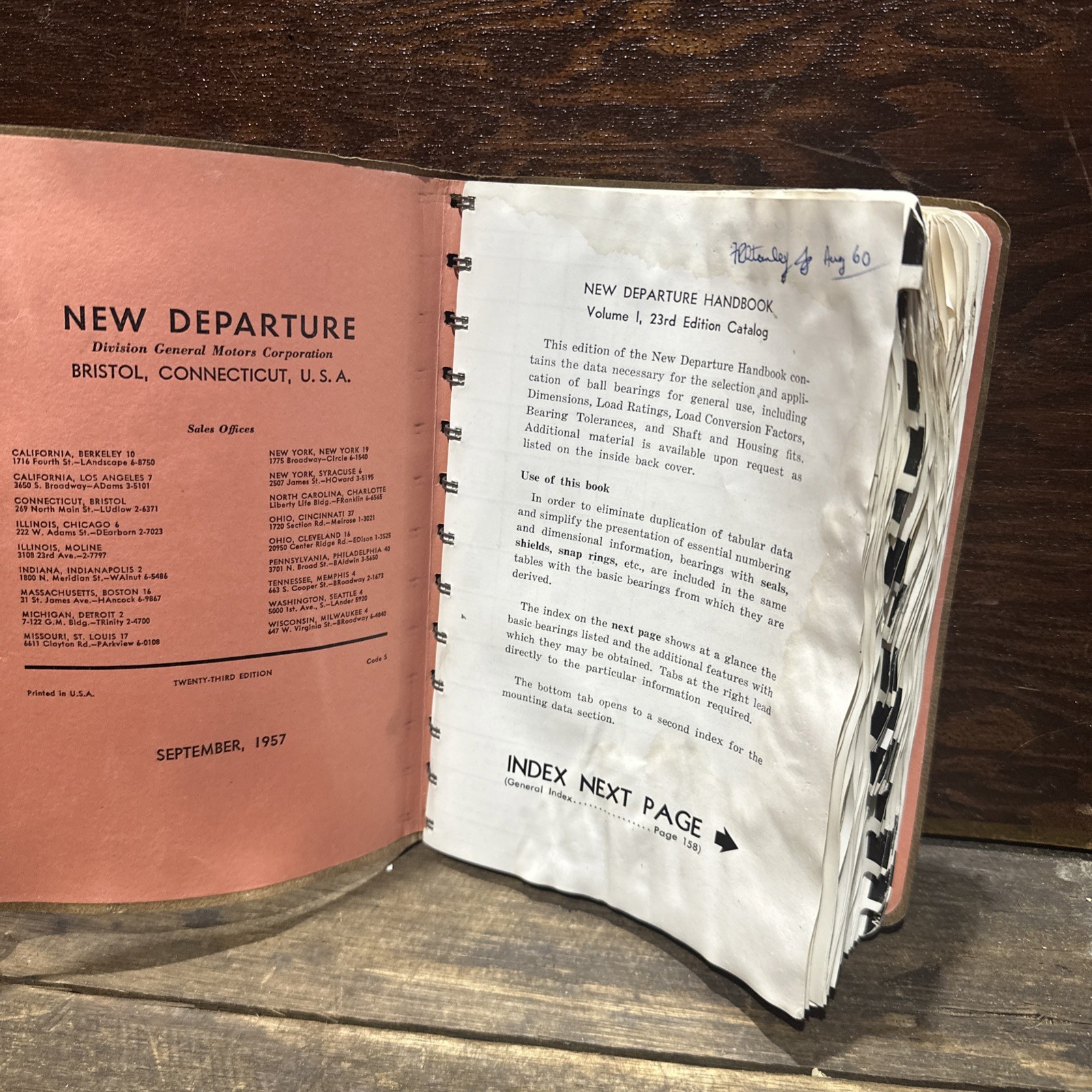 New Departure Handbook 23rd Edition Ball Bearing Catalog 1957 US Origin