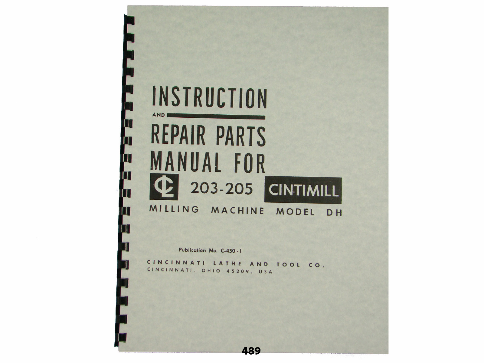 Cincinnati Cintimill 203-205 Model DH Instruction & Repair Parts Manual *489