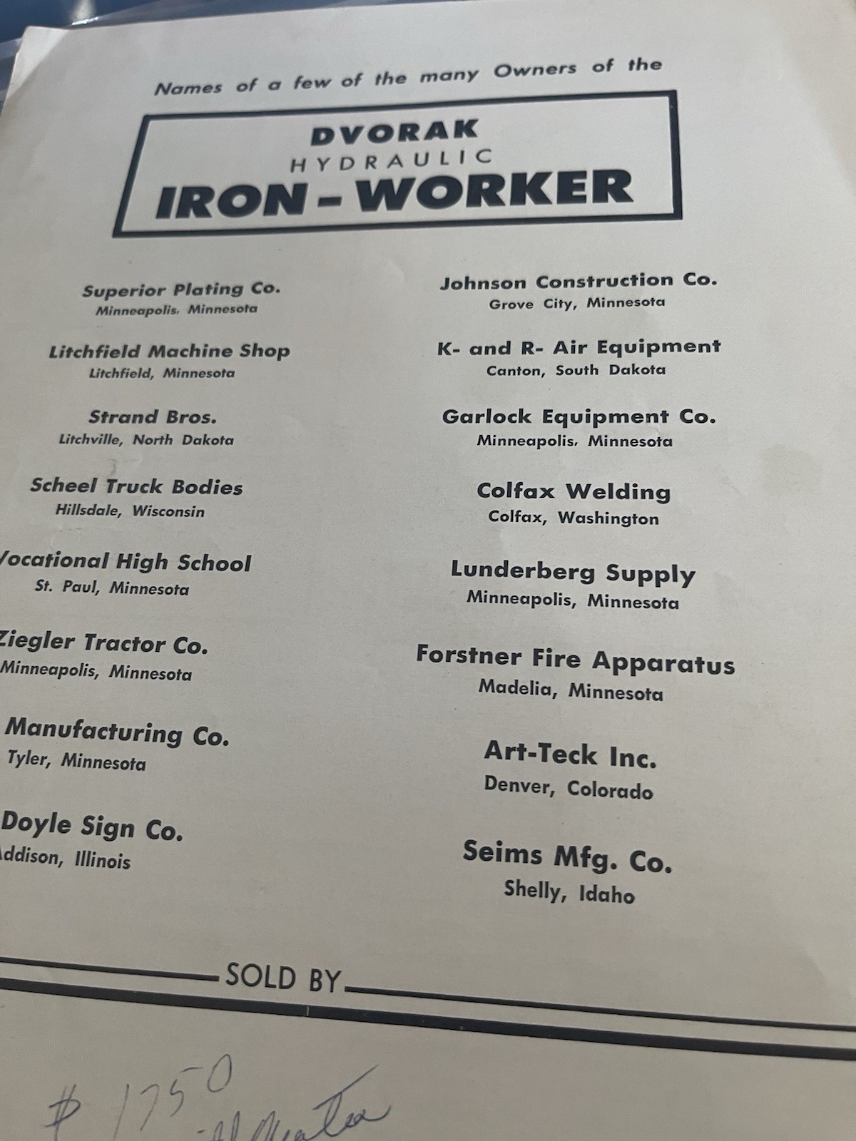 DVORAK Hydraulic Power Ironworker Brochure