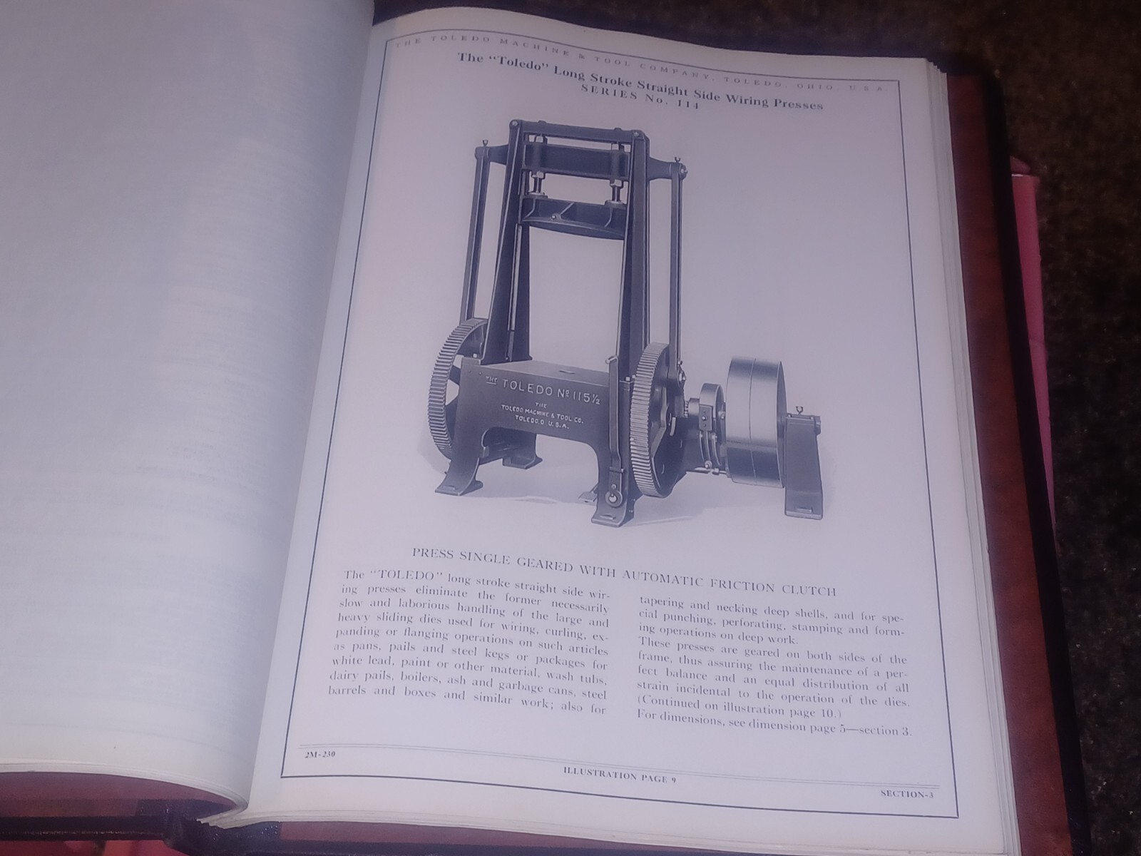 OLD Toledo Ohio Machine & Tool Catalog Book Presses Machinery Dies SHEET METAL