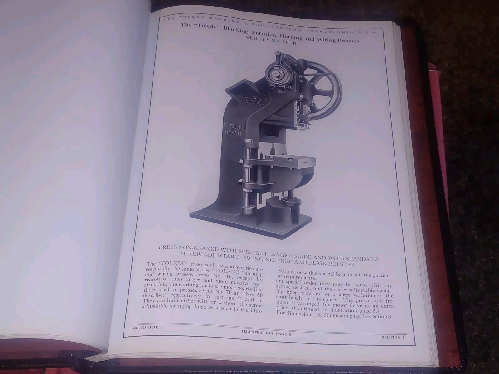 OLD Toledo Ohio Machine & Tool Catalog Book Presses Machinery Dies SHEET METAL