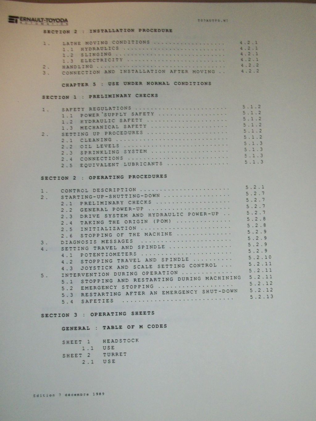 Toyoda GT 44 Turning Center Instruction Operation Manual