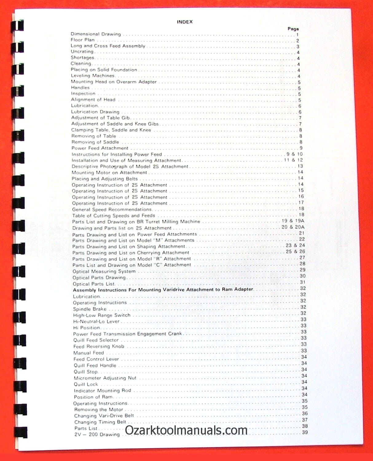 HARTFORD Vertical Milling Machine Owner Instructions & Parts Manual 0940